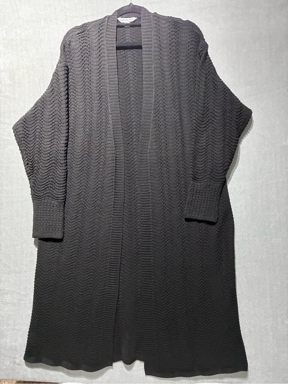Ophelia Roe Textured Open Front Long Duster Cardigan XL